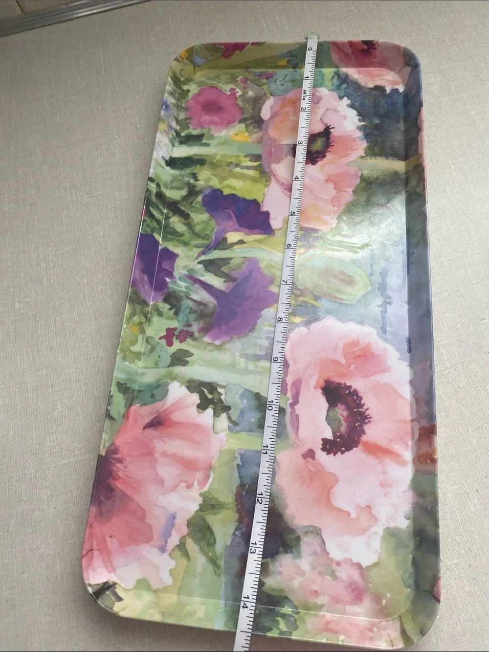 Made in Italy trinket vanity serving Tray Melamine Floral Multi Colored Vintage